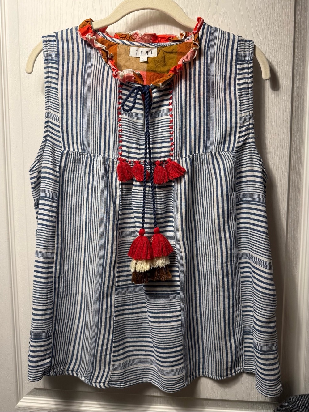 THML sleeveless embroidered blouse size L
